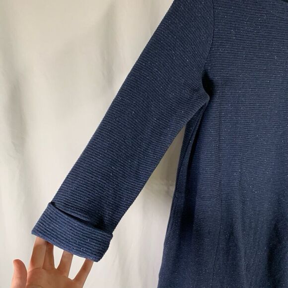 J Jill Sweater Dress Women's Small Blue Ribbed 3/4 Sleeve Round Neck Wearever Cl - Picture 2 of 7